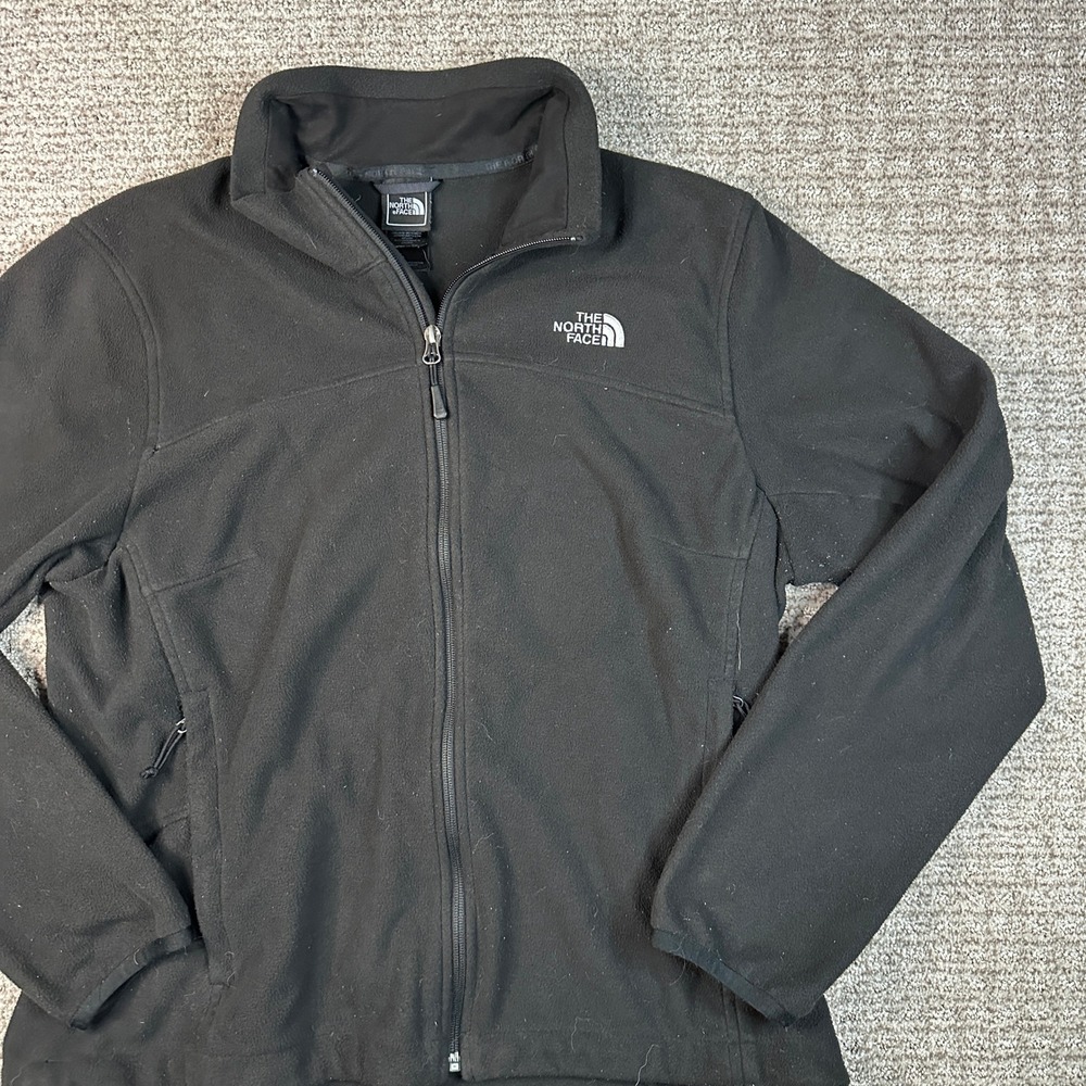 The North Face Womens XL TKA 100 Full Zip Fleece Jacket Black Mock Neck Outdoor - Picture 3 of 8